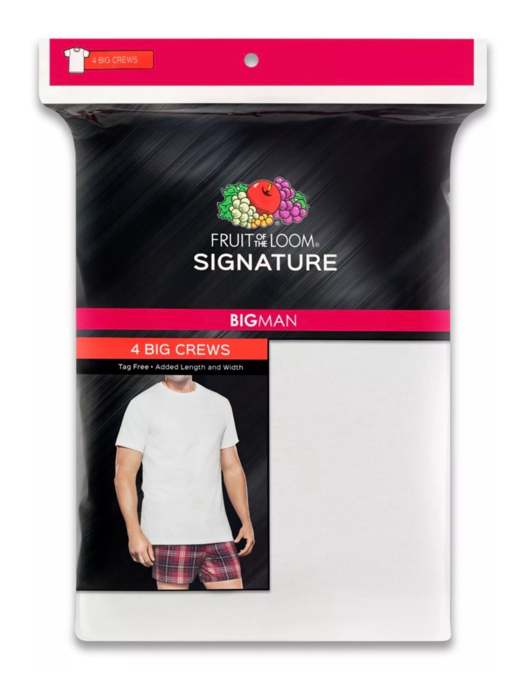 Men's Fruit of the Loom® Signature Big Man Crew Tee (4-pack) size 5XB NWT